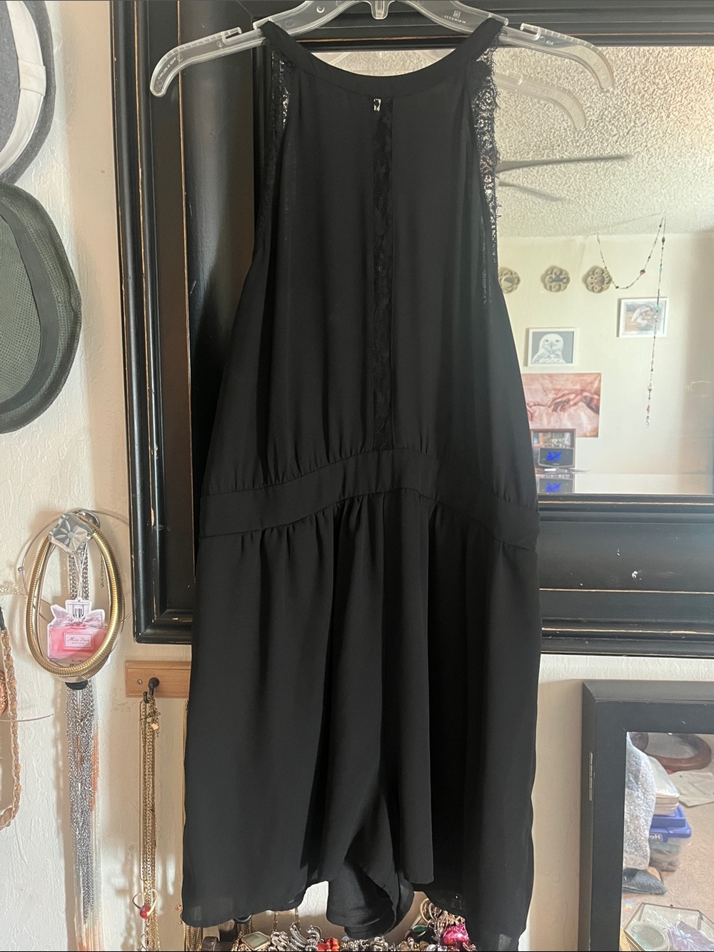 Bleuh Ciel Black Lace Yoke Halter Romper